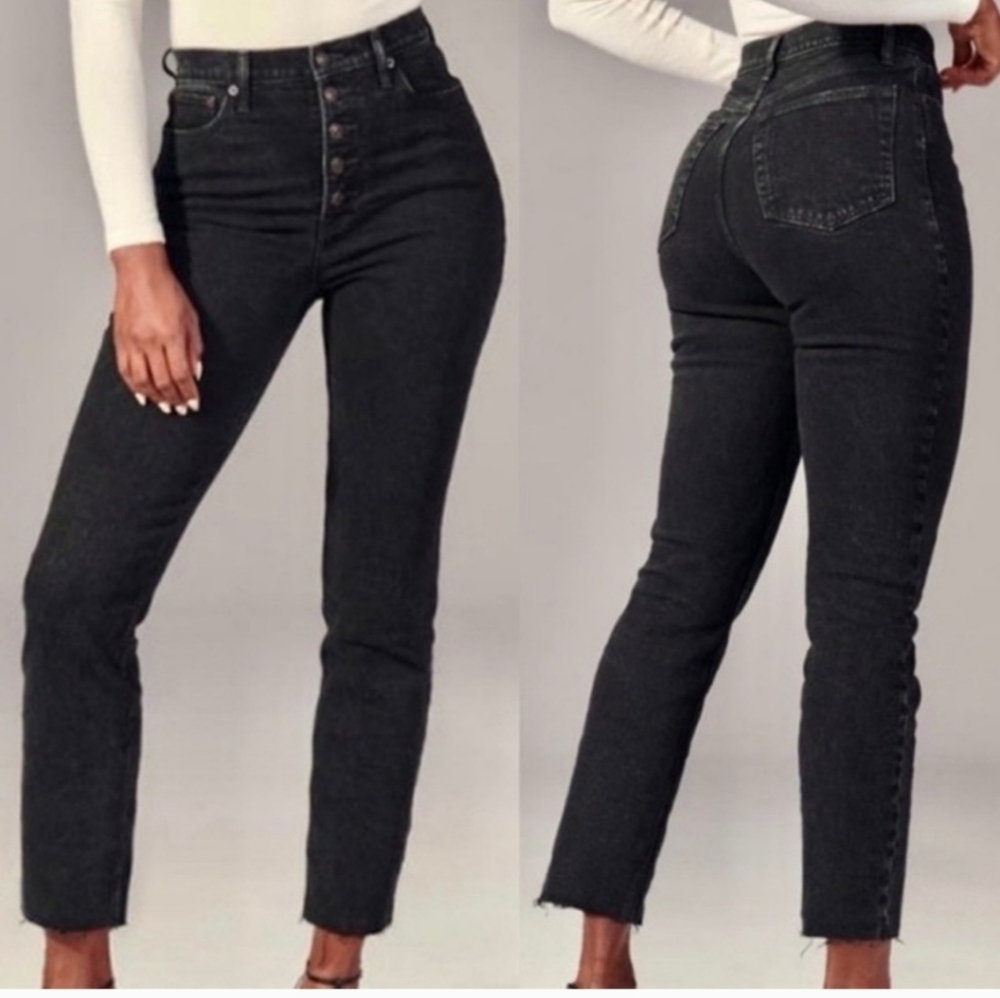 Abercrombie & Fitch High-Rise Skinny Jeans in Washed Black